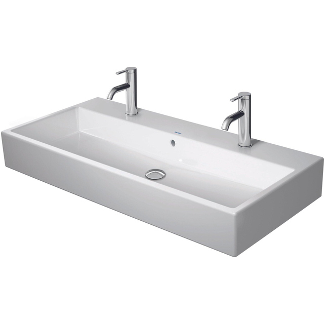 Duravit Vero Air Wastafel - 100x47cm - 2 kraangaten - met overloop - ongeslepen - wit 2350100024