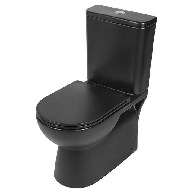 Differnz staand toilet Duoblok spoelrandloos met softclose en quickrelease zitting mat zwart 38.500.