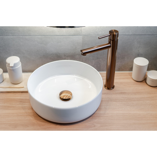 Saniclass Lavandero Opbouwwaskom 36x12cm zonder overloop rond keramiek glans wit WK-CC36ROHW