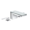 Hansgrohe AXOR MyEdition 3-gats wastafelkraan 70 m. zwart glas met push open garnituur voorsprong 15.1cm chroom SW241678 Hansgrohe AXOR MyEdition 3-gats wastafelkraan 70 m. zwart glas met push open garnituur voorsprong 15.1cm chroom SW241678