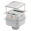Abs siphon de sol en plastique avec grille en acier inoxydable 10x10cm 40mm droit 2301796 Abs siphon de sol en plastique avec grille en acier inoxydable 10x10cm 40mm droit 2301796