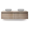 LoooX Wooden Drawer BoX ladenkast met 2 laden 160x45x46cm met softclose eiken old grey SW108693 LoooX Wooden Drawer BoX ladenkast met 2 laden 160x45x46cm met softclose eiken old grey SW108693
