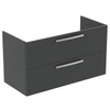 Ideal Standard Tiempo wastafelonderbouwkast met 2 ladenen 100x44x55cm t.b.v. wastafel E1129 glansgrijs SW97350 Ideal Standard Tiempo wastafelonderbouwkast met 2 ladenen 100x44x55cm t.b.v. wastafel E1129 glansgrijs SW97350