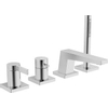 Hansa hansaloft Partie de finition pour robinet de bain sur gorge 4 trous avec rosaces carrées bec 18.5cm douchette à main stick et flexible 175cm chrome 0396362 Hansa hansaloft Partie de finition pour robinet de bain sur gorge 4 trous avec rosaces carrées bec 18.5cm douchette à main stick et flexible 175cm chrome 0396362