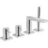 Hansa Hansastela Partie de finition pour mélangeur bain sur gorge 4 trous avec rosace carrées bec 17.7cm et douchette à main stick et flexible 175cm chrome 0396367 Hansa Hansastela Partie de finition pour mélangeur bain sur gorge 4 trous avec rosace carrées bec 17.7cm et douchette à main stick et flexible 175cm chrome 0396367