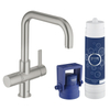 Grohe Blue keukenkraan met U uitloop met vernieuwde filterfunctie Pure starterkit RVS 31299DC1 0436360 Grohe Blue keukenkraan met U uitloop met vernieuwde filterfunctie Pure starterkit RVS 31299DC1 0436360