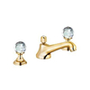Kludi Adlon 3-gats wastafelkraan met waste m. swarovski grepen m. voorsprong 14.5cm goud SW158858 Kludi Adlon 3-gats wastafelkraan met waste m. swarovski grepen m. voorsprong 14.5cm goud SW158858
