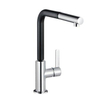 Kludi L Line S Mitigeur d'évier monotrou avec douchette extractible chrome/noir 0413115