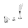 Kludi Amba Mélangeur bain douche 3 trous avec inverseur et douchette extractible chromé 0413216 Kludi Amba Mélangeur bain douche 3 trous avec inverseur et douchette extractible chromé 0413216
