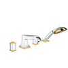Hansgrohe Metropol Classic Set de finition pour robinet de bain sur gorge 4 trous avec douchette et boignée bouton chrome/doré SW94988