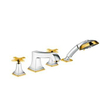 Hansgrohe Metropol Classic Set de finition pour robinet de bain sur gorge 4 trous avec douchette et poignée croix chrome/doré SW94992 Hansgrohe Metropol Classic Set de finition pour robinet de bain sur gorge 4 trous avec douchette et poignée croix chrome/doré SW94992