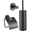 Plieger Vigo toiletset - closetborstelgarnituur, haak enkel en closetrolhouder m. klep zwart SW225406 Plieger Vigo toiletset - closetborstelgarnituur, haak enkel en closetrolhouder m. klep zwart SW225406