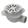 Aquaberg Siphon de sol ABS avec rehausse ABS avec grille inox avec sortie latérale Ø40mm réglable Ø100mm avec clapet anti-odeur PPC, garde d'eau 40mm SW358999