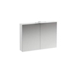 Laufen Base toiletkast 80x18.5x70cm met LED verlichting 2x 2-zijdige spiegeldeur links 2 glazen legplanken en stopcontact hout/glas mat wit mat SW157435