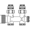 Oventrop Multiblock Bloc inférieur en T 2 tuyaux 1/2 droit Kvs = 0,75 m3/h 7504104