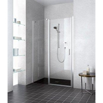 Kermi Liga porte tournante avec segment fixe vers l'intérieur et l'extérieur 125x200cm côté gauche profil argent mat et verre clair 1011248