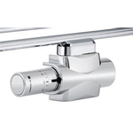 IMI Heimeier Multilux 4 jeu de robinetterie bitube inférieur avec Halo, droit et équerre R1/2 - G3/4 entraxe 50 mm version design chrome SW209107