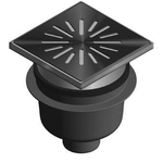 Aquaberg regard en plastique/surélévation en plastique avec sortie inférieure 75mm grille inox réglable 20x20cm avec seau PPC garde d'odeurs 60mm 2300050