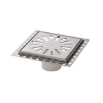 Aquaberg Renouvellement en acier inoxydable avec grille en acier inoxydable incl. deux siphons anti-odeur 150x150mm hauteur d''encastrement 7mm SW63280