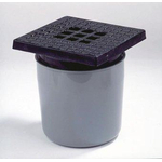 Dyka ABS siphon de sol avec grille en fonte avec sortie verticale 75mm 20x20cm profondeur d'encastrement 190 200mm avec garde d'eau 50mm 2300195