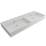 Plieger Kansas wastafel - dubbel - 0 kraangaten - overloop - 120x46.6cm - mat wit SW205958