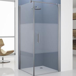 Novellini Giada porte pivotante G 93/96x195cm gauche profil chrome mat et verre transparent 0336290