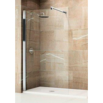 Novellini Giada paroi de douche à l'italienne H 140x195cm avec barre de fixation murale 100cm profilé chromé mat et verre transparent 0336337