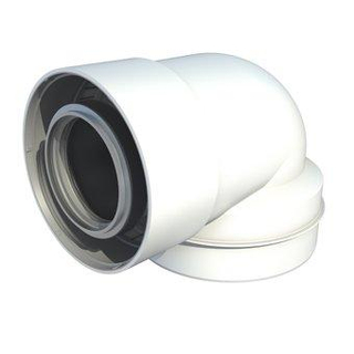 Ubbink UbiFit coude rétrécissant 87° manchon/épingle 60/100 80/125mm concentrique blanc
