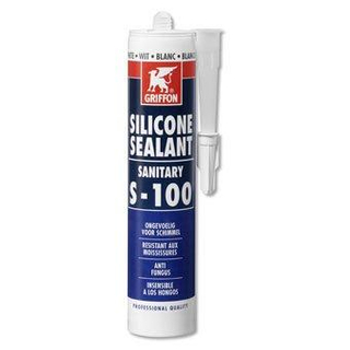 Griffon mastic silicone sanitaire s100 tube à 300 ml pour joint sanitaire blanc