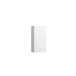Laufen Base halfhoge kast 35x18.5x70cm zijkant rechthoek scharnierzijde links 1 deur. 2 glasplaten hout wit glanzend