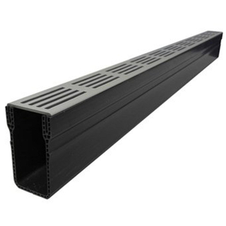 Aco slimline drain à fentes incluant une grille design de 100cm pour le drainage du jardin en plastique noir