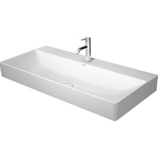 Duravit DuraSquare wastafel zonder overloop 1 kraangat 100x47cm m. afvoerventiel en keramische afdekkap wit