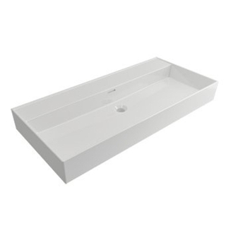 Plieger Kansas Lavabo 100x46.6cm sans trou de robinet avec trop-plein Blanc