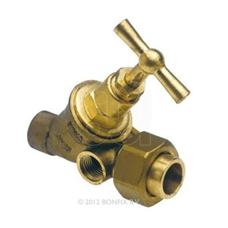 Bonfix Robinet d'arrêt avec raccord et possibilité de vidange 15mm capillaire KIWA