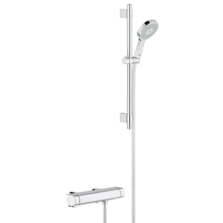 Grohe Grohtherm 2000 douchekraan thermostatisch met glijstang 60cm en cosmopolitan handdouche massage chroom TWEEDEKANS