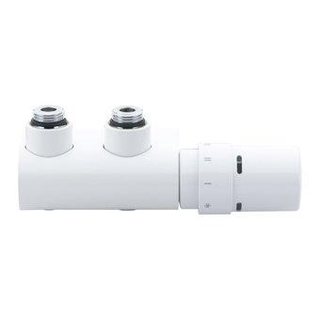 Danfoss Vhx d bornier design 2 points avec élément de contrôle ra x hoh 50mm 1/2 bu bi angulaire blanc