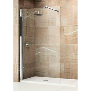 Novellini Giada douche à l'italienne h 60x195cm avec support mural 100cm profil chrome mat et verre transparent