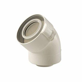 Ubbink Rolux coude d'évacuation des fumées 80/125mm 45° PP, concentrique blanc