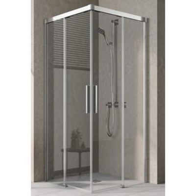 Kermi Nica porte coulissante 2 parties pour entrée d'angle sans profilé de fond (par partie) pour receveur de douche 100x200cm gauche argent brillant/transparent