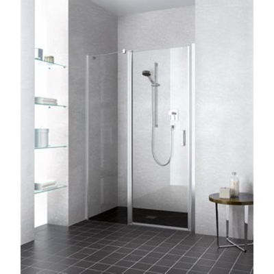 Kermi Liga porte tournante avec segment fixe vers l'intérieur et l'extérieur 125x200cm côté gauche profil argent mat et verre clair
