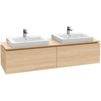 Villeroy & Boch Legato Meuble sous lavabo avec éclairage LED avec 2 tiroirs pour 2 lavabos 160x50x38cmcm Gris brillant