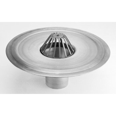 Burgerhout aluminium kiezelbak rond o 80mm midden onder aansluiting Anjo met bladvanger