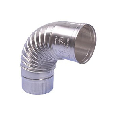 Burgerhout rookgasafvoerbocht Ø80mm 90° Aluminium enkelwandig plooi