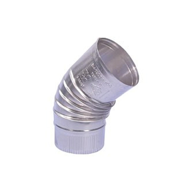 Burgerhout rookgasafvoerbocht Ø200mm 45° Aluminium enkelwandig plooi