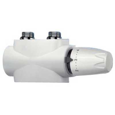 IMI Heimeier Multilux 4 1 of 2-pijps onderblokset m. Halo, recht en haaks R1/2 - G3/4 HOH 50mm design-uitvoering wit TWEEDEKANS