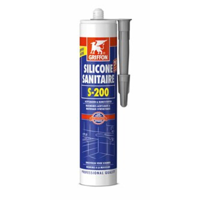 Griffon mastic silicone sanitaire S200 cartouche de 300 ml pour acrylique gris argenté
