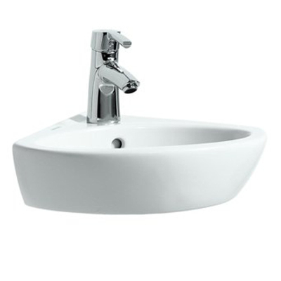 Laufen Pro B lave-mains d’angle 43x38x17cm 1 trou de robinet avec trop-plein céramique blanc