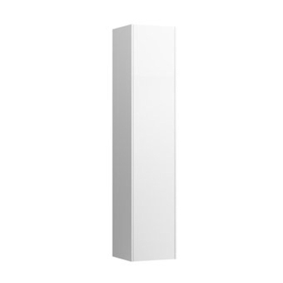 Laufen Base hoge kast 35x33.5x165cm zijkant rechthoek scharnierzijde rechts 1 deur. 4 glasplaten hout wit glanzend