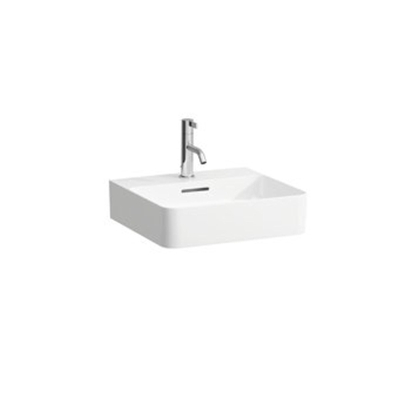 Laufen VAL lave-mains 42x45x11,5cm avec trou de robinet avec trop-plein dessous meulé SaphirKeramik blanc