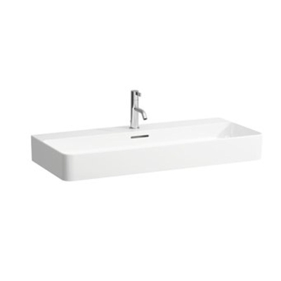 Laufen VAL lavabo 42x95x11.5cm avec trou de robinet avec trop-plein dessous poli SaphirKeramik lcc-blanc